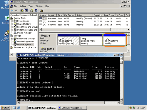 Diskpart extend volume