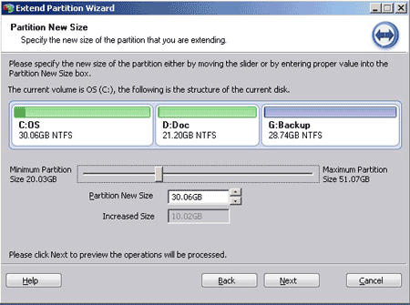 Extend partition