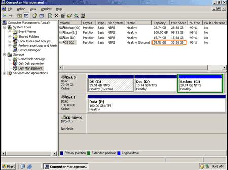 Resized partitions