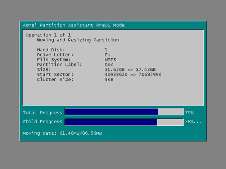 Resizing partition